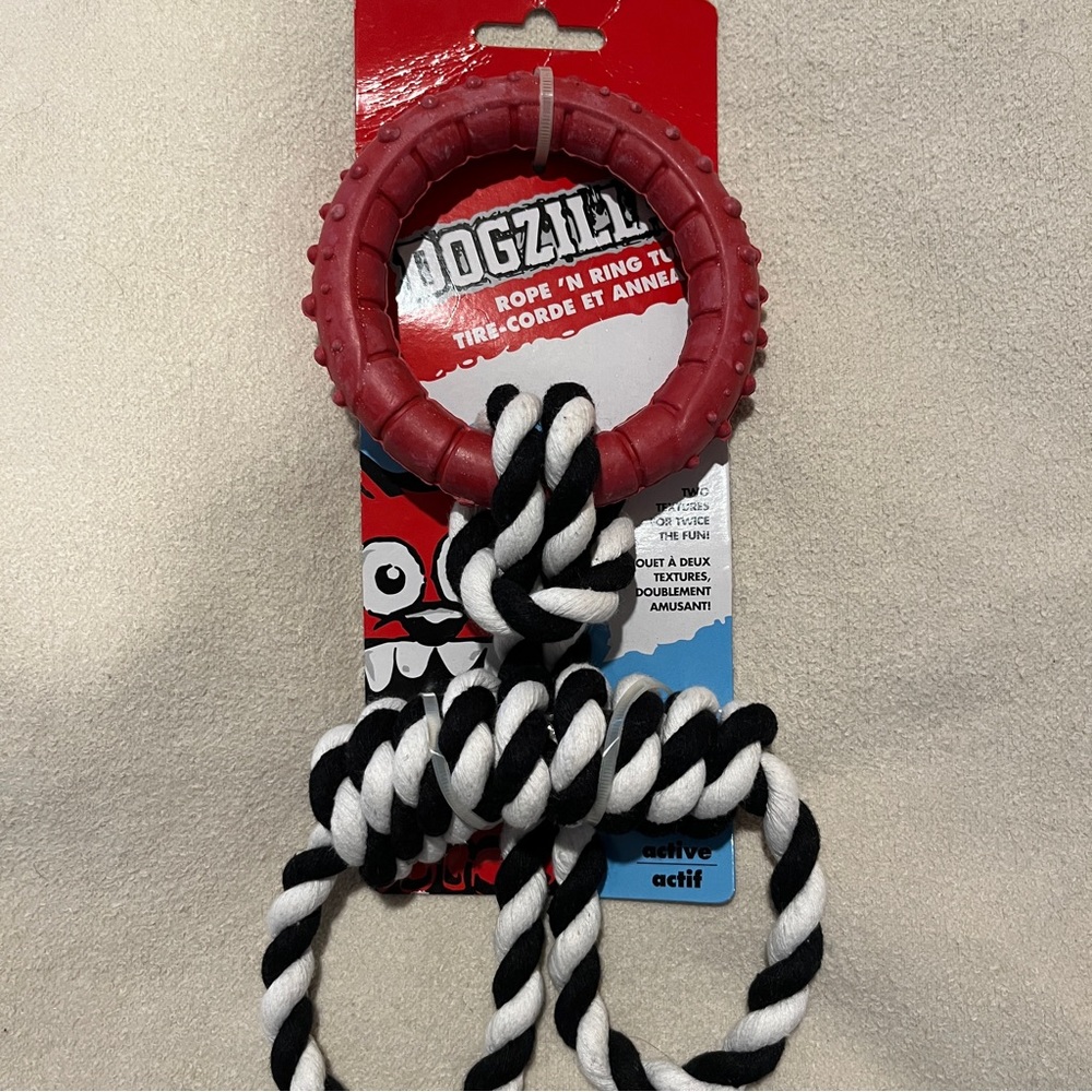 Petmate Dogzilla Rope 'N Ring Tug - Picture 1 of 3